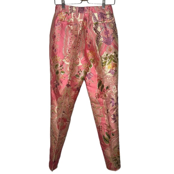 Etro Jacquard Metallic Pleated Ankle-Crop Trousers Pants NEW - Picture 7 of 9
